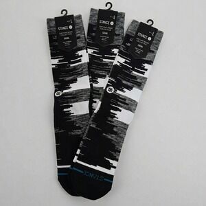 Stance Dwyane Wade Collection Crew Socks 3 Pack Mens Large Black White Glitch L